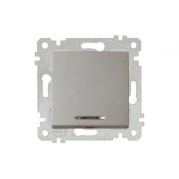 Выключатель 1-клав. (с подсветкой, скрытый, без рамки, винт. зажим) титан, RITA, MUTLUSAN
