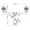 Сифон для сдвоенной мойки с нержавеющими решетками DN115 и штуцером, Alcaplast