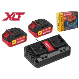 Набор аккумулятор 2х4 А*ч и зарядное устройство 2х2 А WORTEX ALL1 XLT в кор. SET