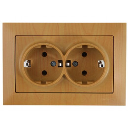 Розетка 2-ая (скрытая,с/з, керамика) дуб, DARIA, MUTLUSAN