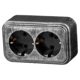 Розетка 2-ая (открытая, с/з) серебро, Стандарт, Юпитер