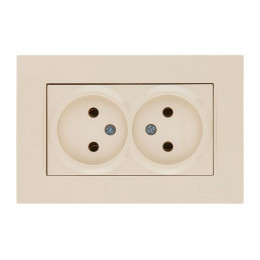 Розетка 2-ая (скрытая, б/з) кремовая, RITA, MUTLUSAN