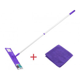 Швабра для пола с насадкой из микрофибры, лиловая + салфетка из микрофибры 30х30 см, PERFECTO LINEA