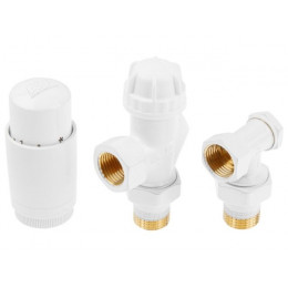 Комплект кранов осевой 1/2" для радиатора Белый, AV Engineering (инд. упак.)