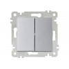 Выключатель 2-клав. (скрытый, без рамки, винт. зажим) серебро, RITA, MUTLUSAN