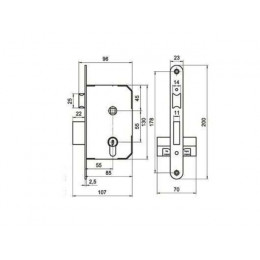 Замок врезной Омега ЗВ7.03 (серебро)