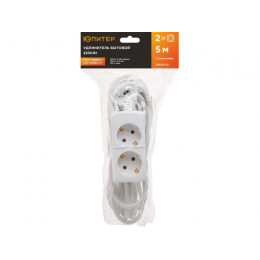 Удлинитель 5м (2 роз., 2,2кВт, с/з, ПВС 3х0,75) Юпитер