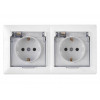 Розетка 2-ая (cкрытая, с/з, брызг. защ.) белая, Стиль, Bylectrica
