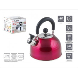 Чайник со свистком, нержавеющая сталь, 2.5 л, серия Holiday, вишневый металлик, PERFECTO LINEA