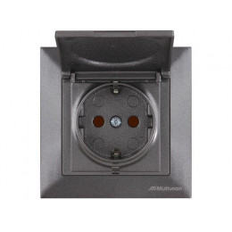 Розетка 1-ая (скрытая, с/з, шторки, с крышкой) дымчатая, DARIA, MUTLUSAN