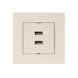 Розетка компьютерная 2хUSB (скрытая, горизонт.) кремовая, RITA, MUTLUSAN