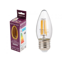 Лампа светодиодная филаментная C37 СВЕЧА 6 Вт E27 3000К ЮПИТЕР ДЕКОР