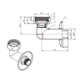 Американка угловая 1" вн. х 1/2" нар. ХРОМ, AV Engineering (2 шт. в уп.)