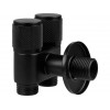 Кран вентильный угловой 1/2" нар. Х 1/2" нар. Х 1/2" нар. установочный черный, AV Engineering