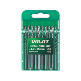 Сверло по металлу ц/х 4.0х43х75 мм HSS, комплект из 10-ти шт ВОЛАТ