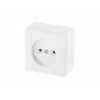 Розетка 1-ая (открытая, б/з) белая, Эконом, Юпитер