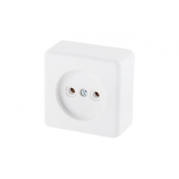 Розетка 1-ая (открытая, б/з) белая, Эконом, Юпитер