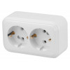 Розетка 2-ая (открытая, с/з) белая, Стандарт, Юпитер