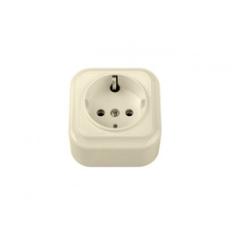 Розетка 1-ая (открытая, с/з) бежевая, Вариант, BYLECTRICA