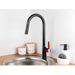 Смеситель для кухни (Lt) D35, серия Rose черный + красный, a-five