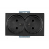 Розетка 2-ая (скрытая, б/з) черная, DARIA, MUTLUSAN