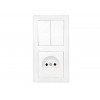 Блок выкл. 2 клав. + розетка (скрытая, б/з) белая, Стиль, Bylectrica