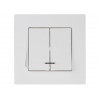 Выключатель 2-клав. (с подсветкой, скрытый, винт. зажим) белый, RITA, MUTLUSAN