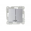 Выключатель 2-клав. (с подсветкой, скрытый, без рамки, винт. зажим) серебро, RITA, MUTLUSAN