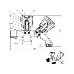 Кран садовый 1/2" нар. х 3/4" нар., AV Engineering (инд. упак.)