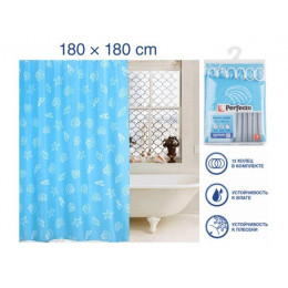 Шторка для ванной (12 колец в комплекте), 180x180 см, Harmony, ракушки, PERFECTO LINEA
