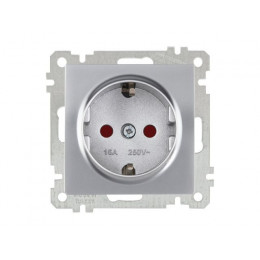 Розетка 1-ая (скрытая, с/з, шторки) серебро, ELITRA, MUTLUSAN