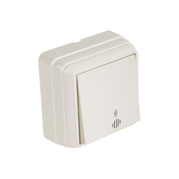 Выключатель 1-клав. проходной (с подсветкой, открытый) кремовый, BRON, MUTLUSAN