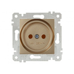 Розетка 1-ая (скрытая, без рамки, б/з, шторки) золото, RITA, MUTLUSAN