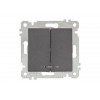 Выключатель 2-клав. (с подсветкой, скрытый, без рамки, винт. зажим) дымчатый, RITA, MUTLUSAN