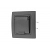 Розетка 1-ая с з/к крышкой (скрытая, с/з, з/ш,брызг. защ.) графит, Уют, BYLECTRICA