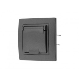 Розетка 1-ая с з/к крышкой (скрытая, с/з, з/ш,брызг. защ.) графит, Уют, BYLECTRICA