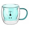Кружка стеклянная с двойными стенками, 250 мл, синяя, серия Bear, PERFECTO LINEA
