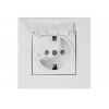 Розетка 1-ая (скрытая, с/з, с крышкой) белая, RITA, MUTLUSAN