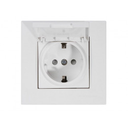 Розетка 1-ая (скрытая, с/з, с крышкой) белая, RITA, MUTLUSAN
