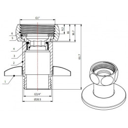 Американка прямая 1" вн. х 3/4" нар. ХРОМ, AV Engineering (2 шт. в уп.)