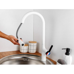 Смеситель для кухни (Lt) D35, серия Rose белый + черный, a-five