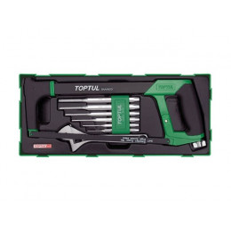 Набор-сет ножовка, разводной ключ 8", выколотки 8предм. TOPTUL