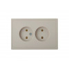 Розетка 2-ая (скрытая, б/з) песочная, Carre, BYLECTRICA
