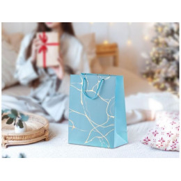 Пакет подарочный с ручками, 32х26х12 см., голубой, серия Amelia, PERFECTO LINEA