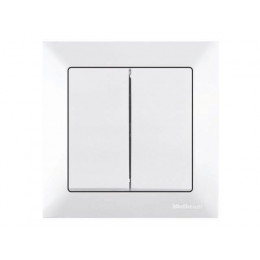 Выключатель 2-клав. (скрытый, винт. зажим) белый, DARIA, MUTLUSAN
