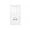Блок выкл. 3 клав. + розетка (скрытая, б/з) белая, Стиль, Bylectrica