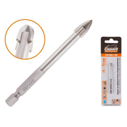 Сверло по кафелю/стеклу 6х75мм четырехкромочное шестигр. GEPARD (GP2081-06)