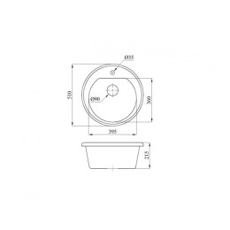Мойка кухонная из искусственного камня RICHI гранит 510х510 мм, AV Engineering