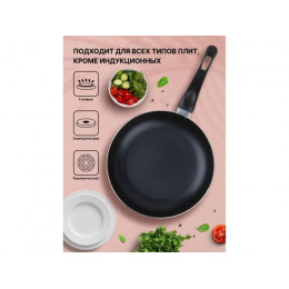 Сковорода ф 24х4.3 см, штамп., алюм., антиприг. покр., серия STARCOOK, зеленая, PERFECTO LINEA