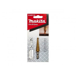 Сверло по металлу шестигр. 12.0х HSS TIN ступенчатое, прямой желобок MAKITA